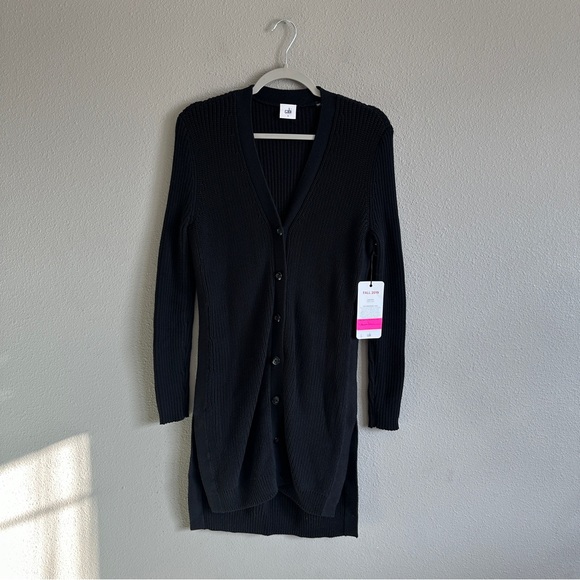 CAbi Sweaters - NWT CAbi Black Cotton Button Up Duster Cardigan Small